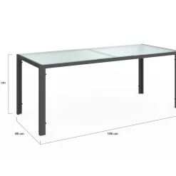 Salon de jardin gris anthracite table 190 cm et 8 chaises empilables