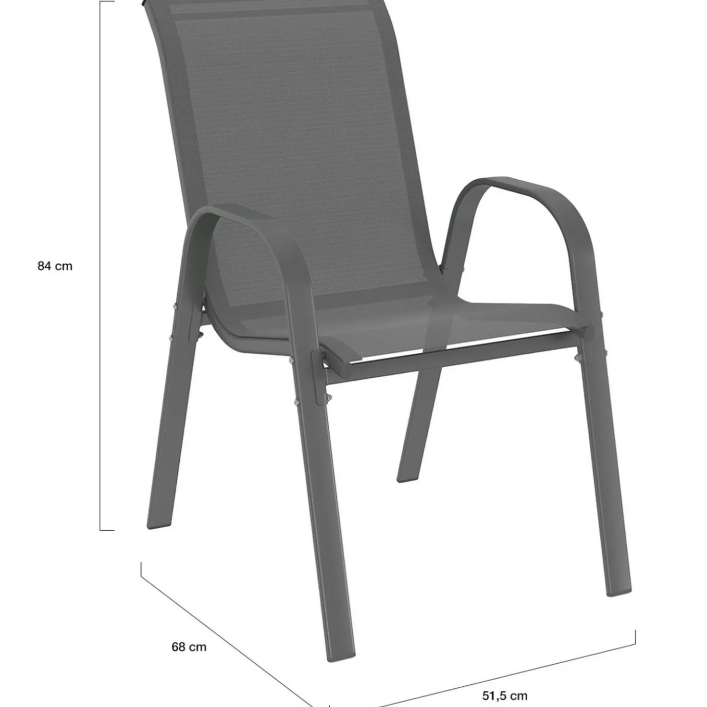 Salon de jardin gris anthracite table 190 cm et 8 chaises empilables