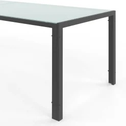 Salon de jardin gris anthracite table 190 cm et 8 chaises empilables