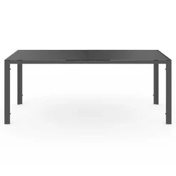 Salon de jardin mix color bleu, gris et noir table 190 cm et 8 chaises empilables