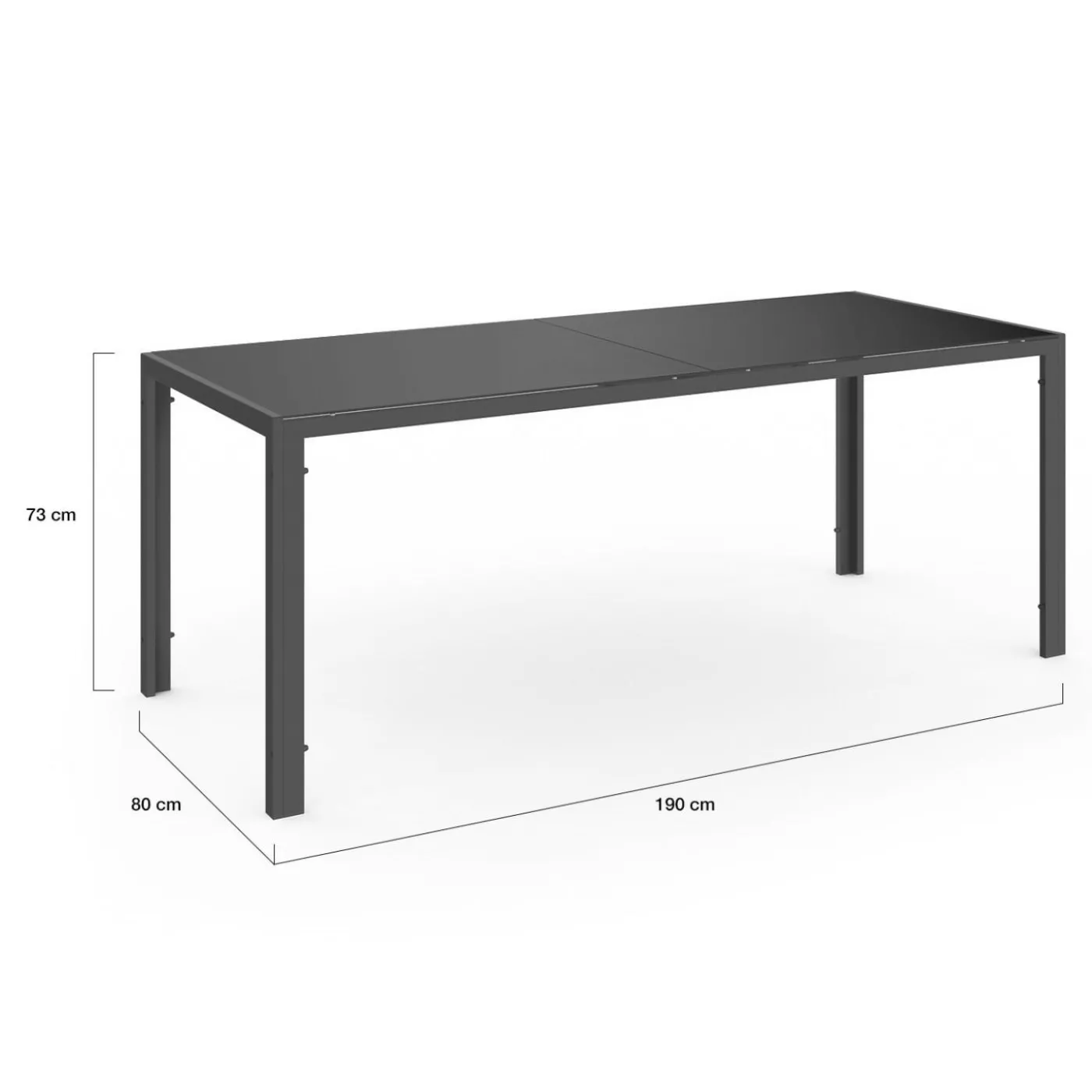 Salon de jardin mix color bleu, gris et noir table 190 cm et 8 chaises empilables