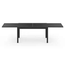 Salon de jardin noir avec table extensible et 12 chaises empilables