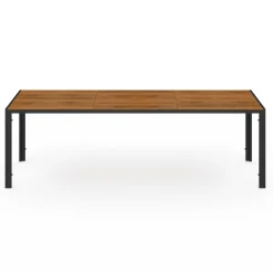 Salon de jardin noir et bois table de jardin 240 cm avec 10 chaises empilables