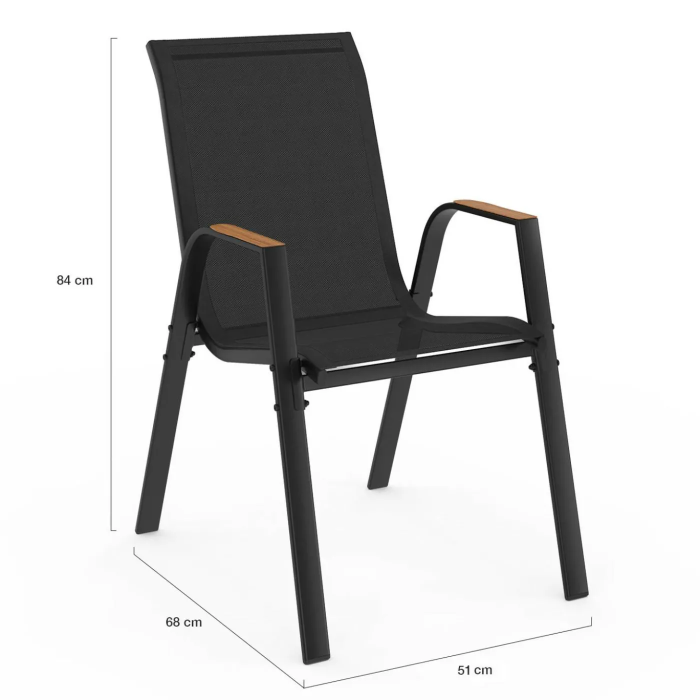 Salon de jardin noir et bois table de jardin 240 cm avec 10 chaises empilables