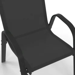 Salon de jardin noir table 190 cm et 8 chaises empilables