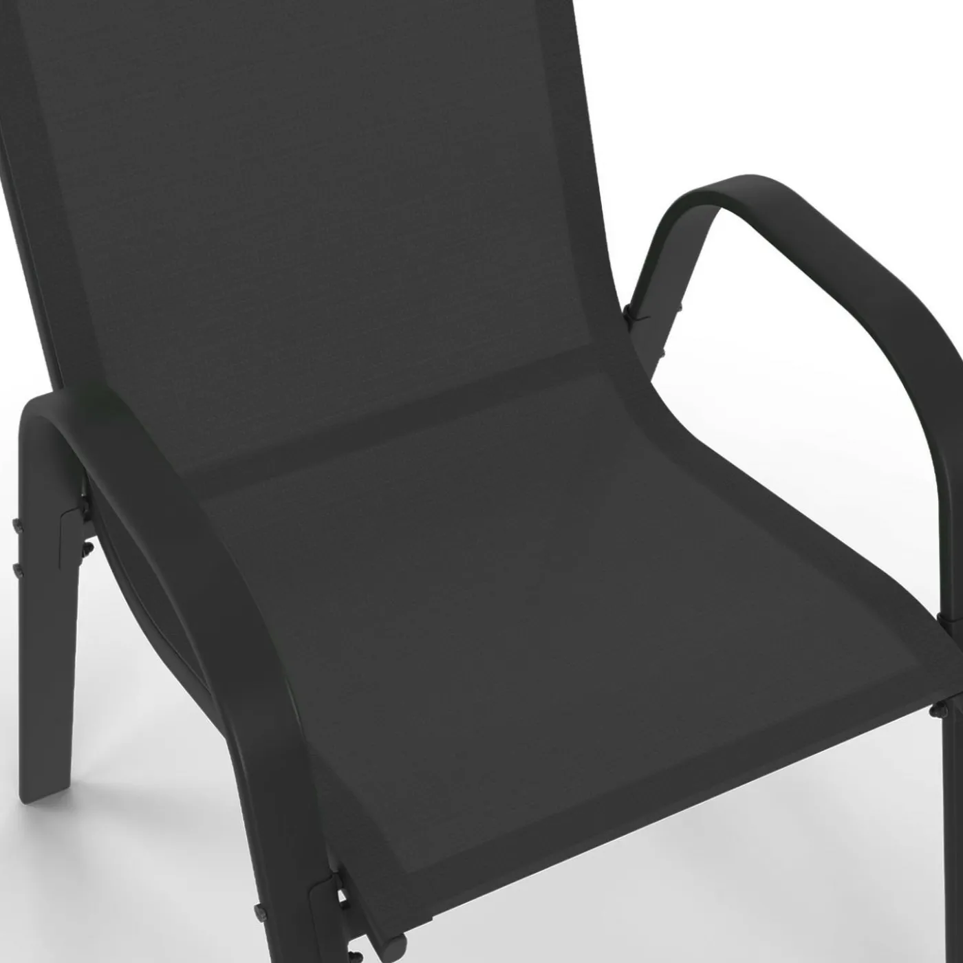 Salon de jardin noir table 190 cm et 8 chaises empilables