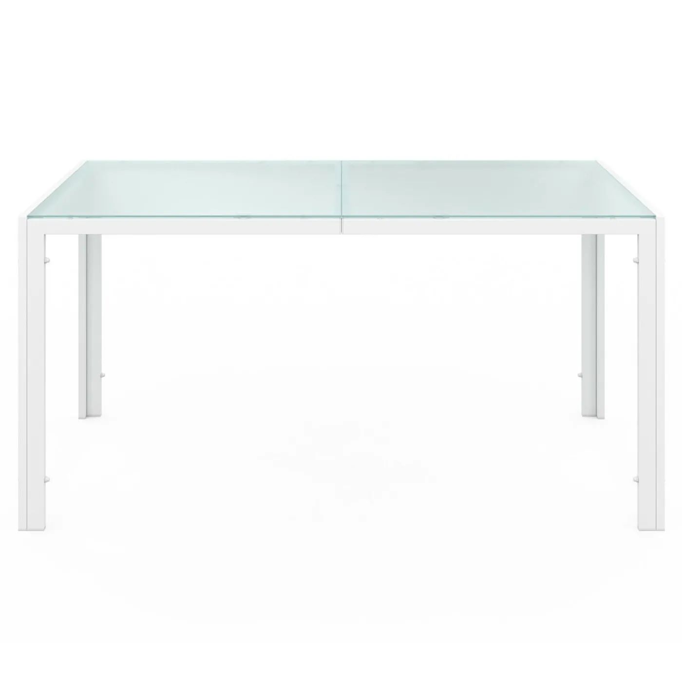 Salon de jardin 6 personnes chaises empilables blanc et beige table 150 cm