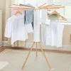 Séchoir à linge à rayons rotatif et pliable blanc et bois
