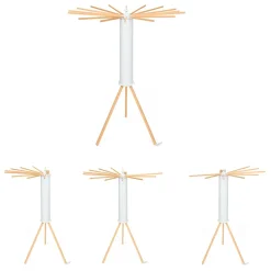 Séchoir à linge à rayons rotatif et pliable blanc et bois