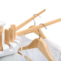 Séchoir à linge à rayons rotatif et pliable blanc et bois