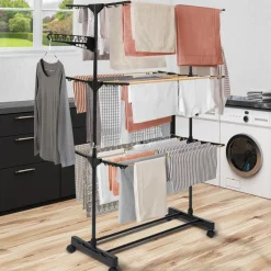 Séchoir à linge couleur noir et aspect bois