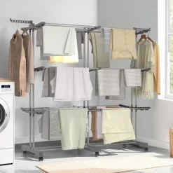 Séchoir à linge pliable extensible 40M gris 3 niveaux