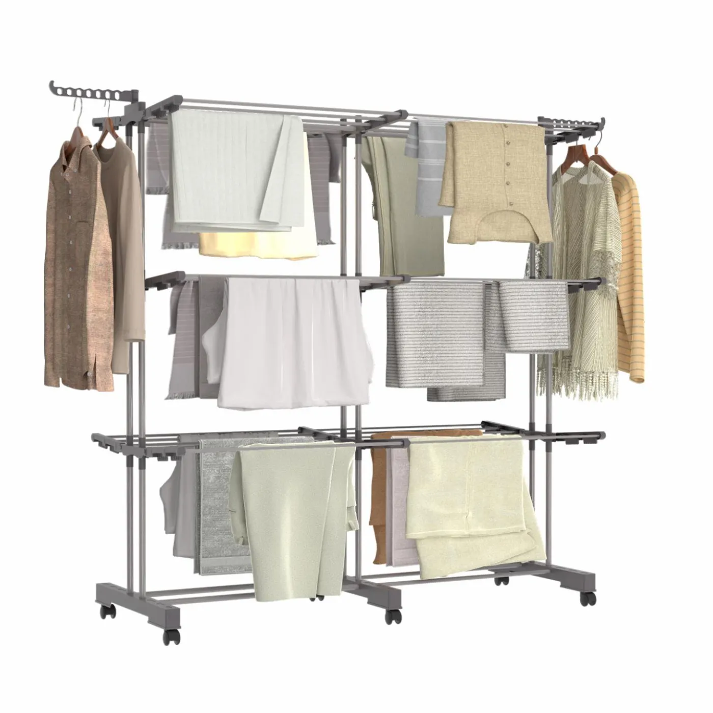 Séchoir à linge pliable extensible 40M gris 3 niveaux