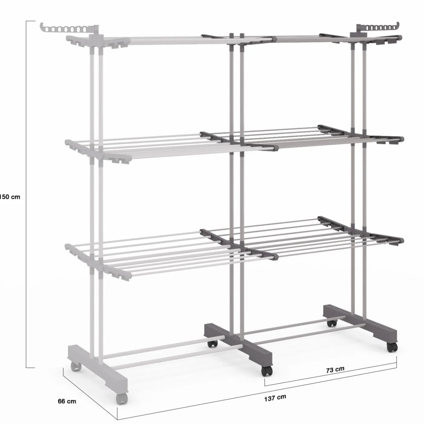 Séchoir à linge pliable extensible 40M gris 3 niveaux