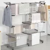 Séchoir à linge vertical pliable et extensible 4 niveaux capacité 50m inox et gris