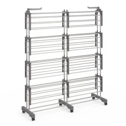 Séchoir à linge vertical pliable et extensible 4 niveaux capacité 50m inox et gris