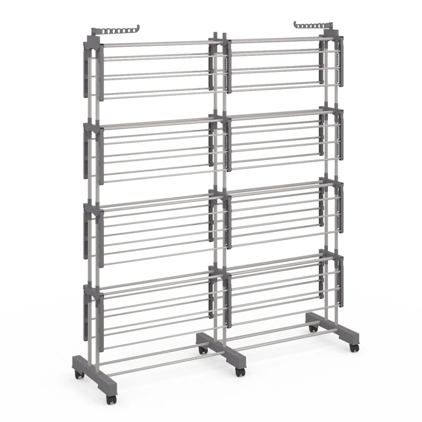 Séchoir à linge vertical pliable et extensible 4 niveaux capacité 50m inox et gris