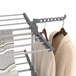 Séchoir à linge vertical pliable et extensible 4 niveaux capacité 50m inox et gris
