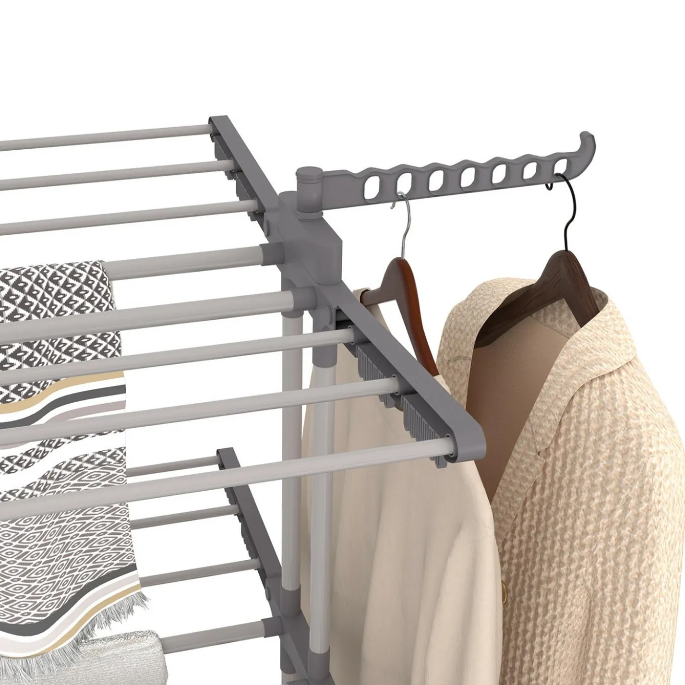 Séchoir à linge vertical pliable et extensible 4 niveaux capacité 50m inox et gris
