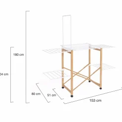 Séchoir design imitation bois avec penderie pliable