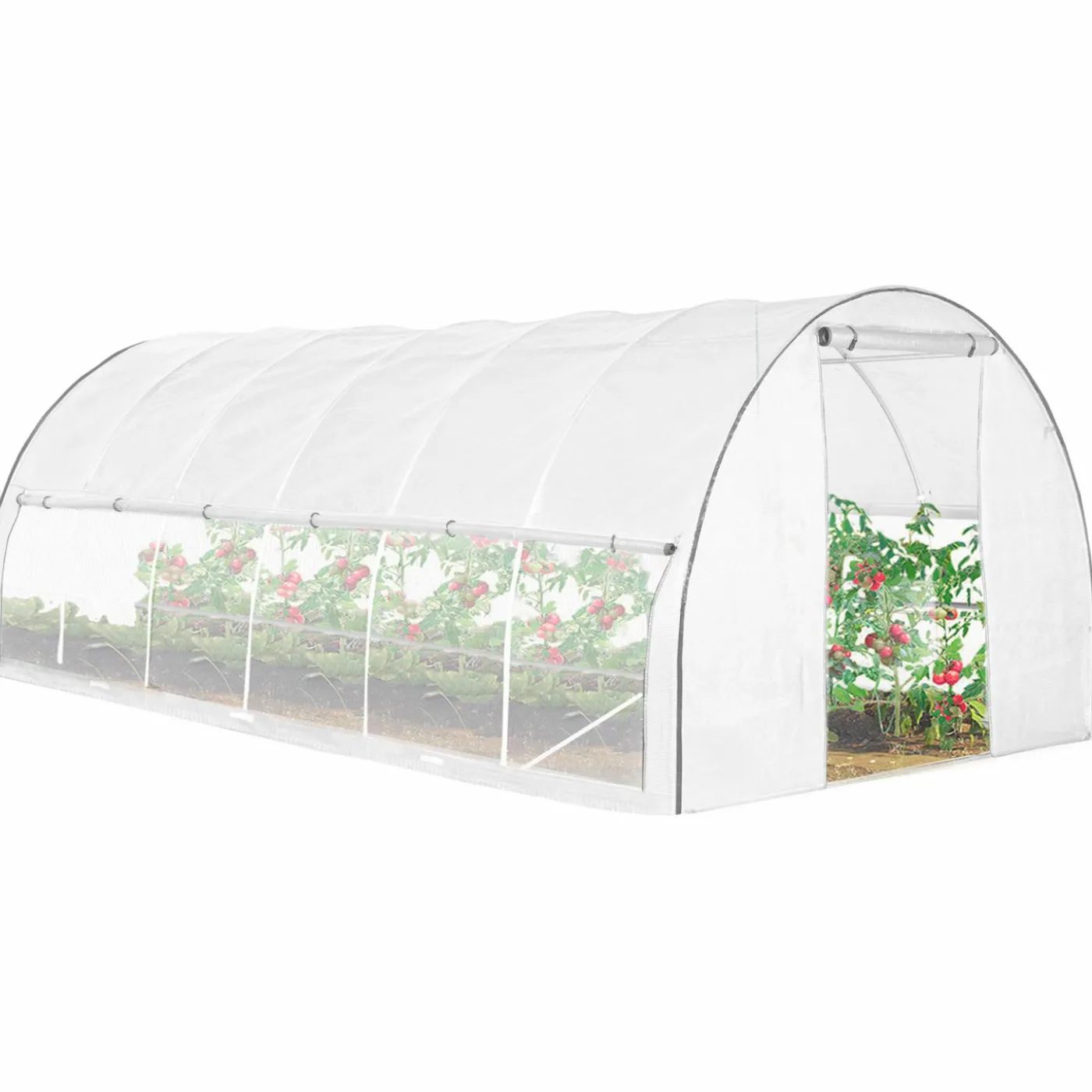 Serre de jardin blanche 18 m² avec 2 côtés relevables 6x3x2m