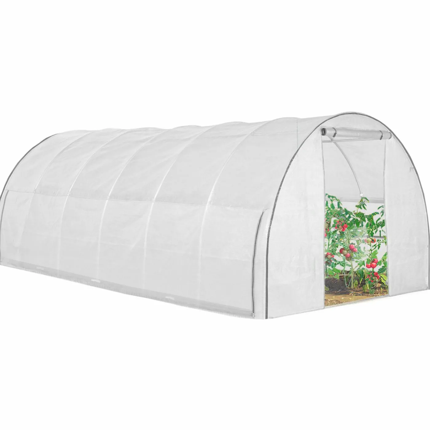 Serre de jardin blanche 18 m² avec 2 côtés relevables 6x3x2m