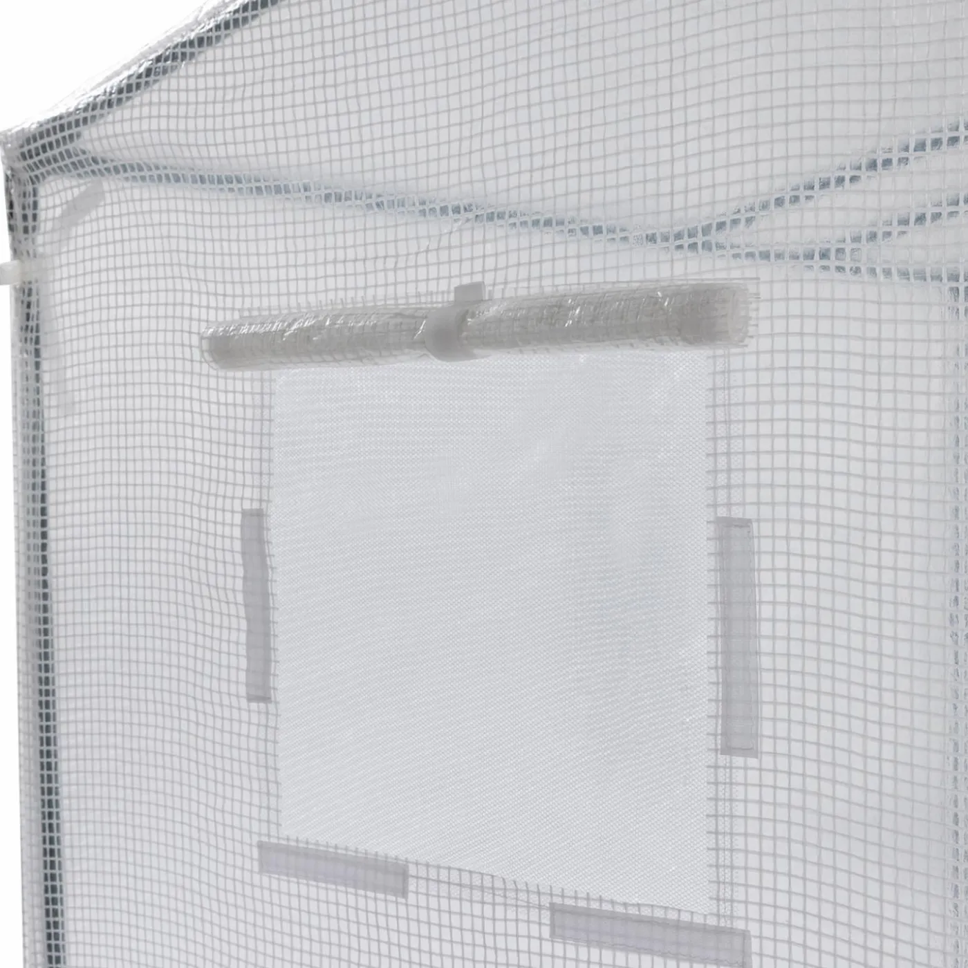 Serre de jardin blanche avec porte et fenêtres relevables