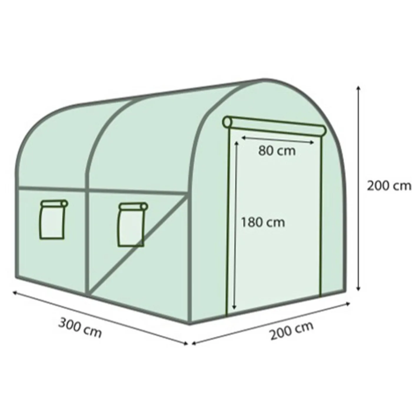 Serre de jardin verte 6 m² 3 x 2 m