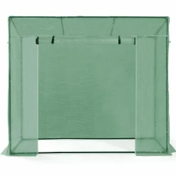 Serre de jardin verte avec porte et fenêtres relevables
