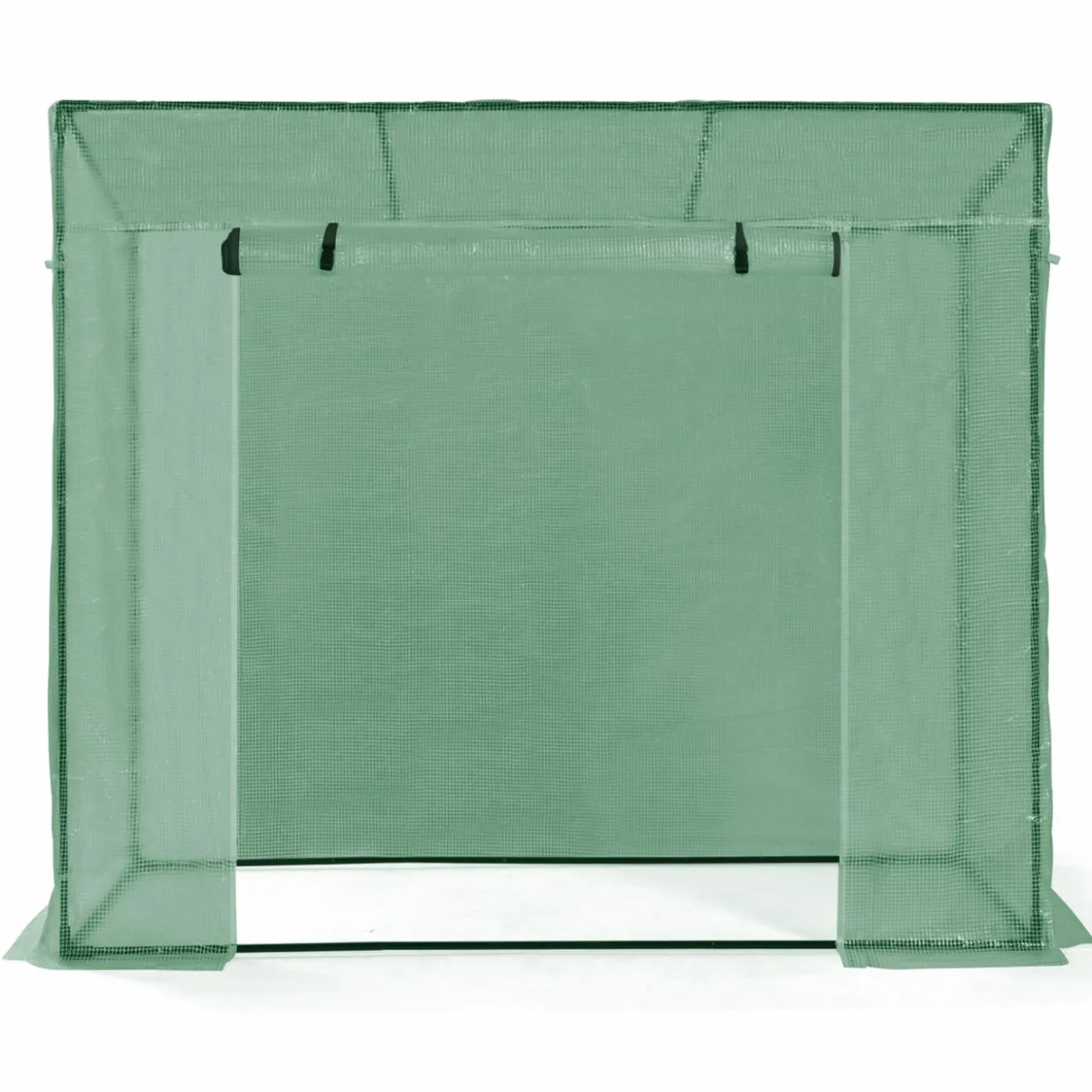 Serre de jardin verte avec porte et fenêtres relevables