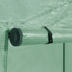 Serre de jardin verte avec porte et fenêtres relevables