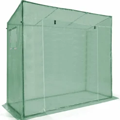 Serre de jardin verte avec porte et fenêtres relevables