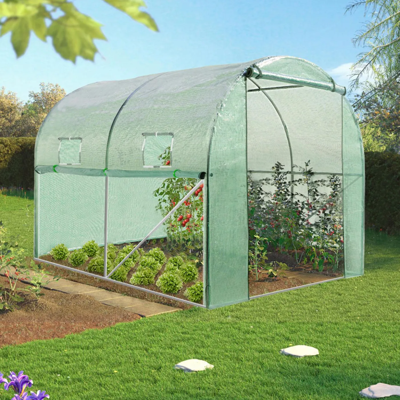 Serre de jardin verte 6m² avec 2 fenêtres
