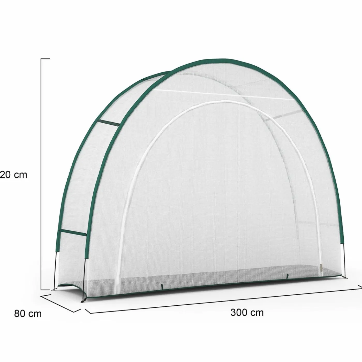 Serre d'hivernage balcon et terrasse 300x80x220 cm en demi lune