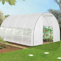 Serre tunnel de jardin 12M² blanche relevable avec moustiquaire