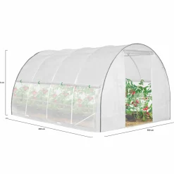 Serre tunnel de jardin 12M² blanche relevable avec moustiquaire