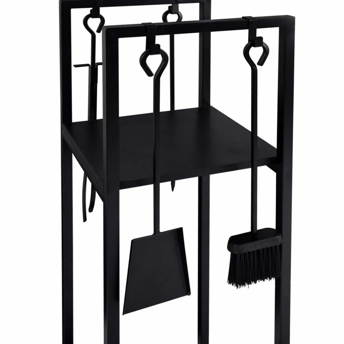 Serviteur range bûche intérieur en acier noir
