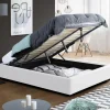 Sommier coffre de rangement 140x190 cm blanc
