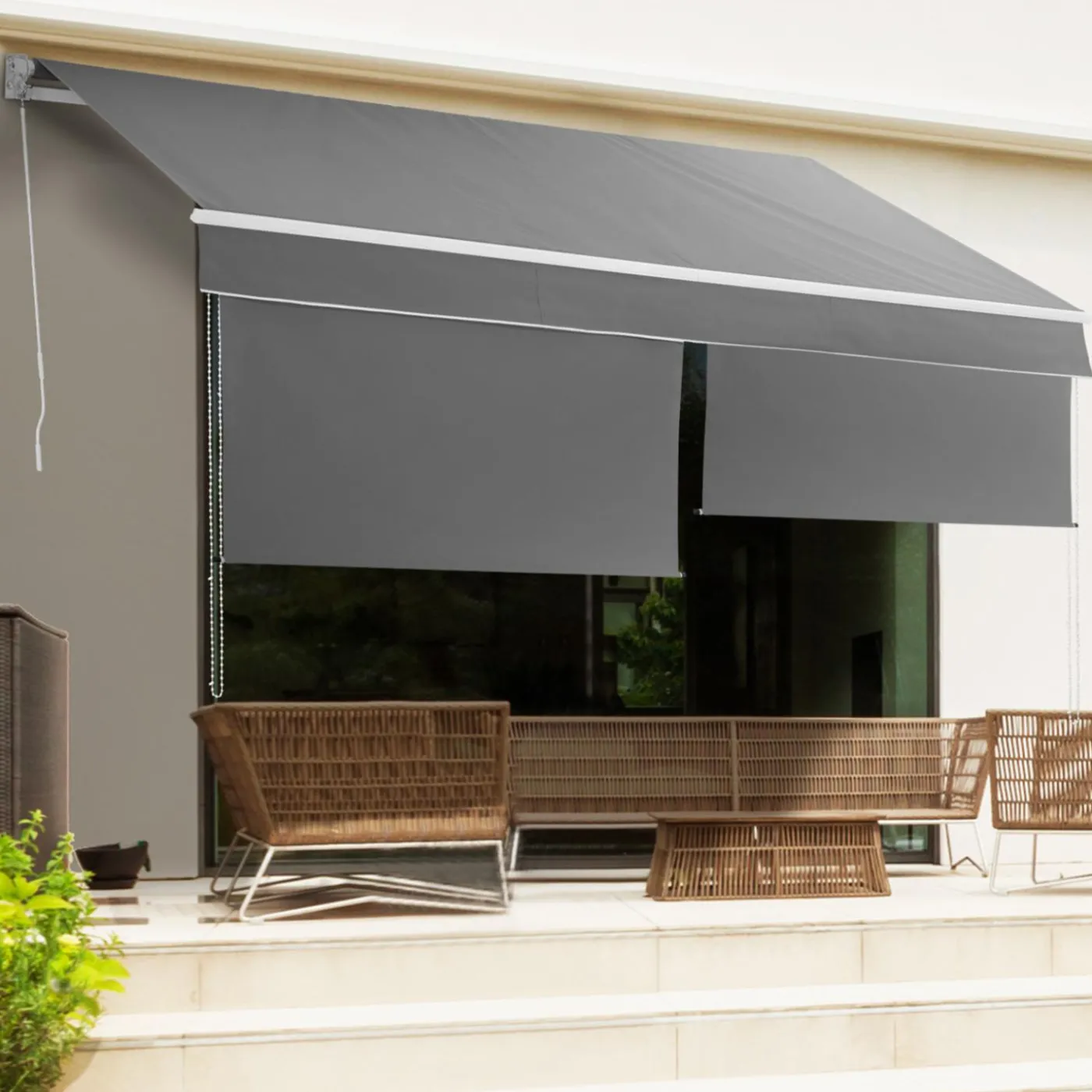 Store banne 3x2 m enroulable gris anthracite