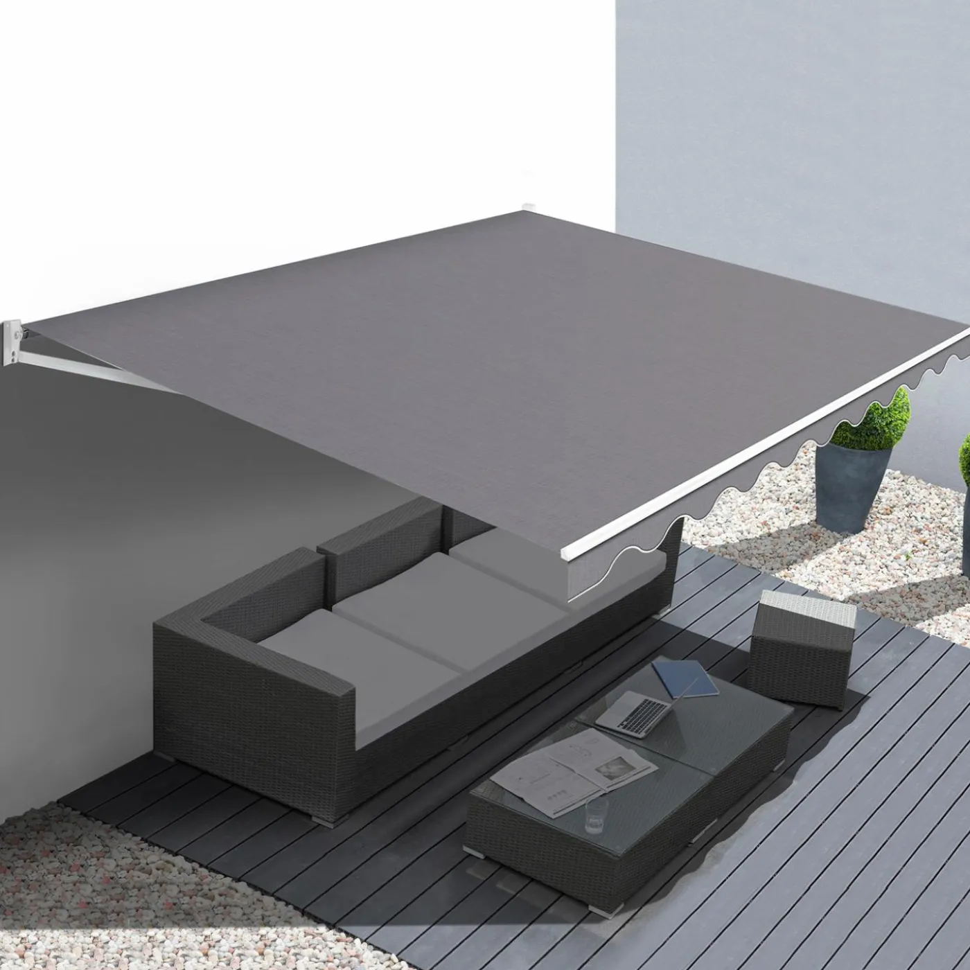 Store banne 3,80x3 m gris anthracite