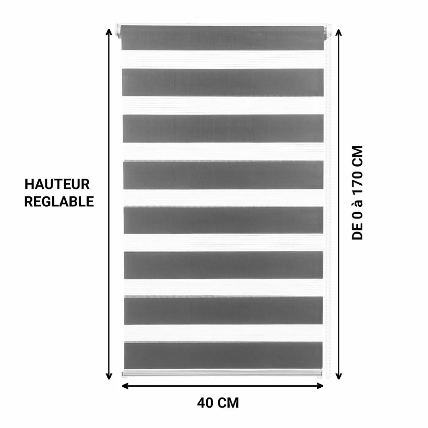 Stores jour nuit gris 40 x 170 cm