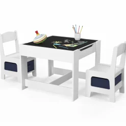 Table à dessin pour enfant avec 2 chaises et bacs de rangement