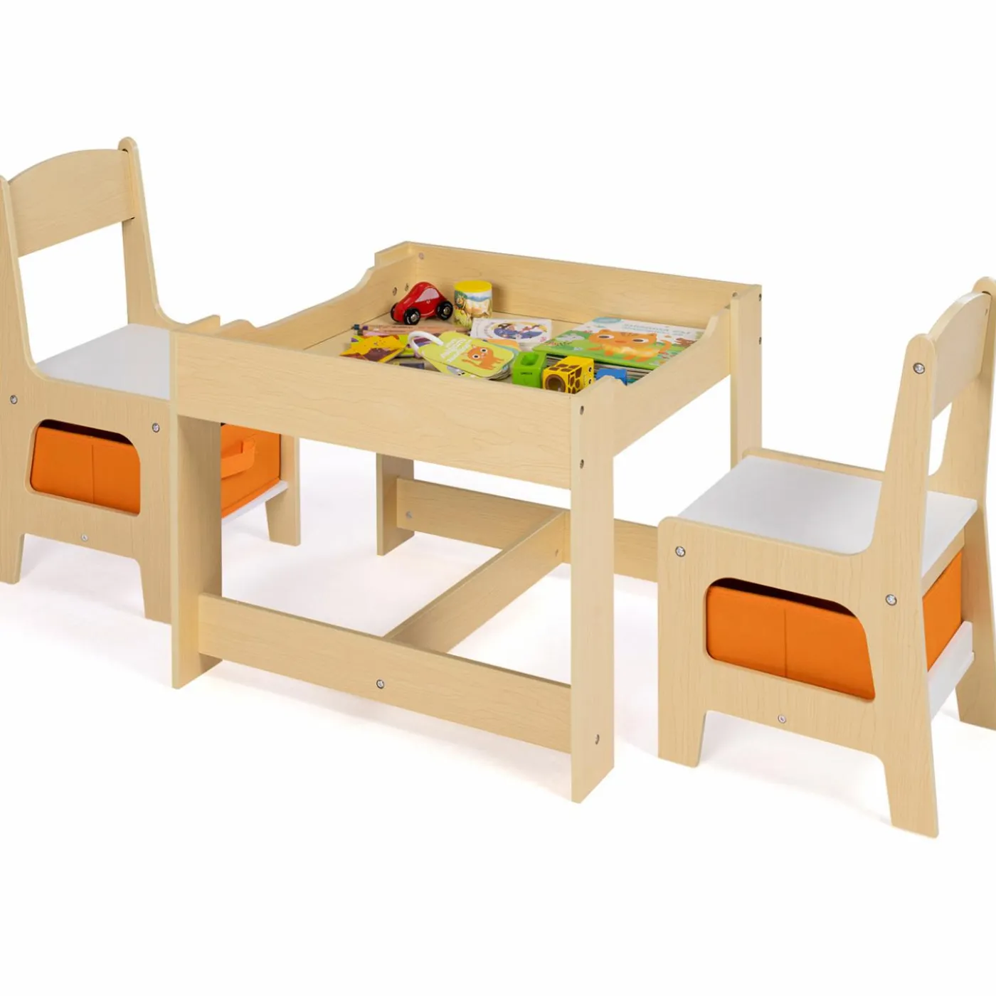 Table à dessin réversible pour enfant avec 2 chaises et bacs de rangement