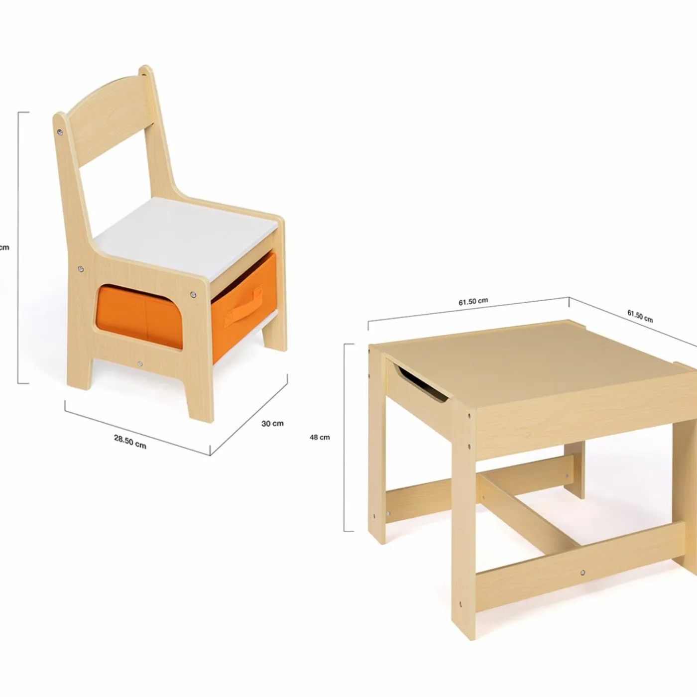 Table à dessin réversible pour enfant avec 2 chaises et bacs de rangement