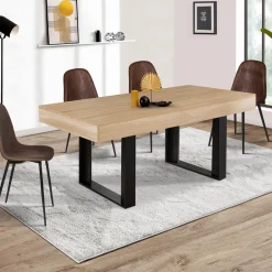 Table à manger 4 à 8 personnes bois et noir