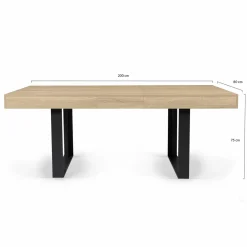 Table à manger 4 à 8 personnes bois et noir