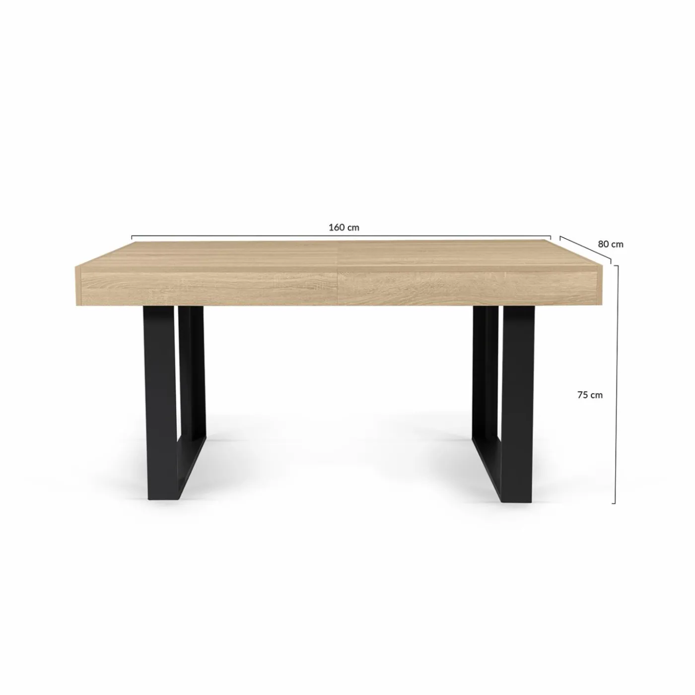 Table à manger 4 à 8 personnes bois et noir