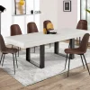 Table à manger 4 à 8 personnes bois gris et pieds gris foncé