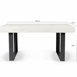 Table à manger 4 à 8 personnes bois gris et pieds gris foncé