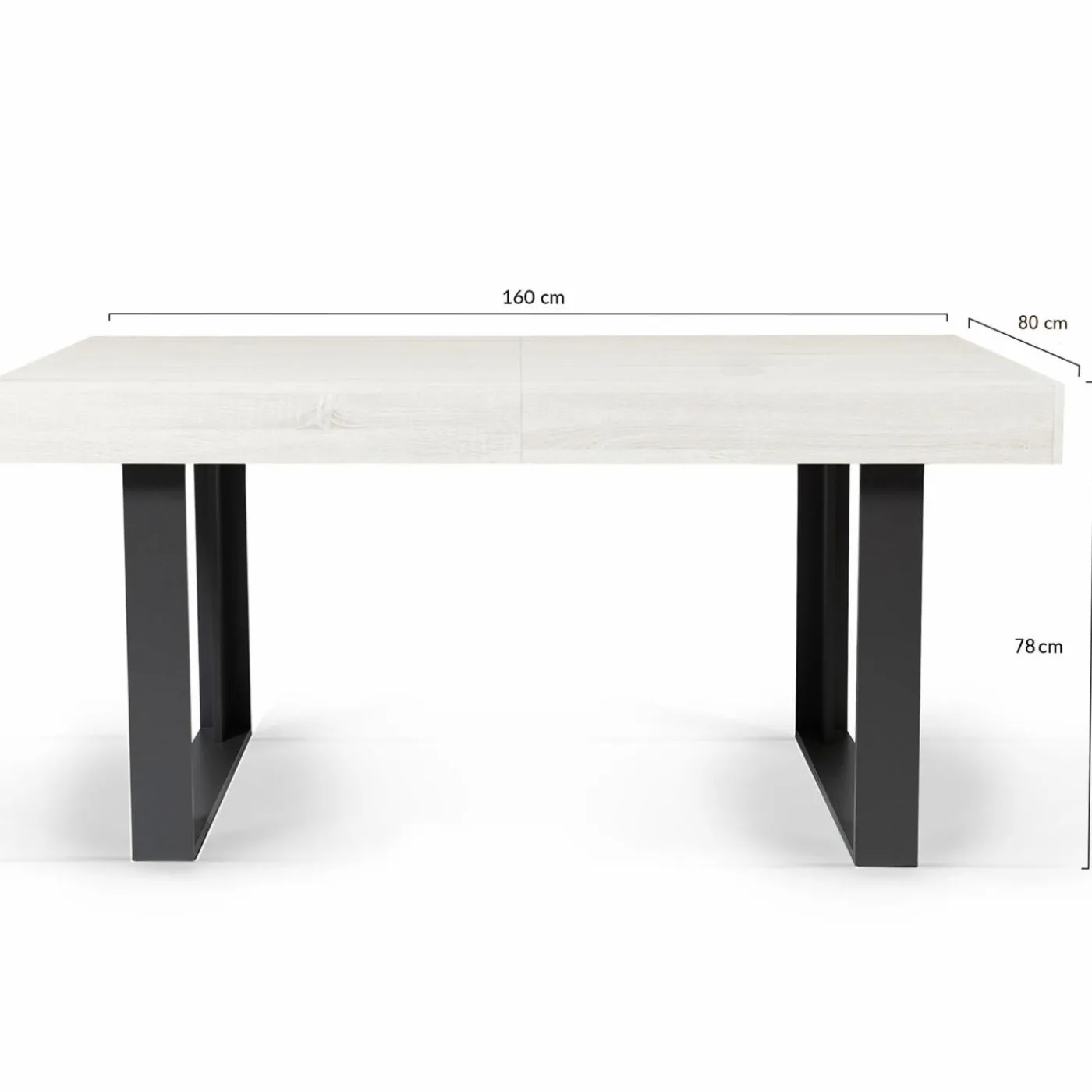 Table à manger 4 à 8 personnes bois gris et pieds gris foncé